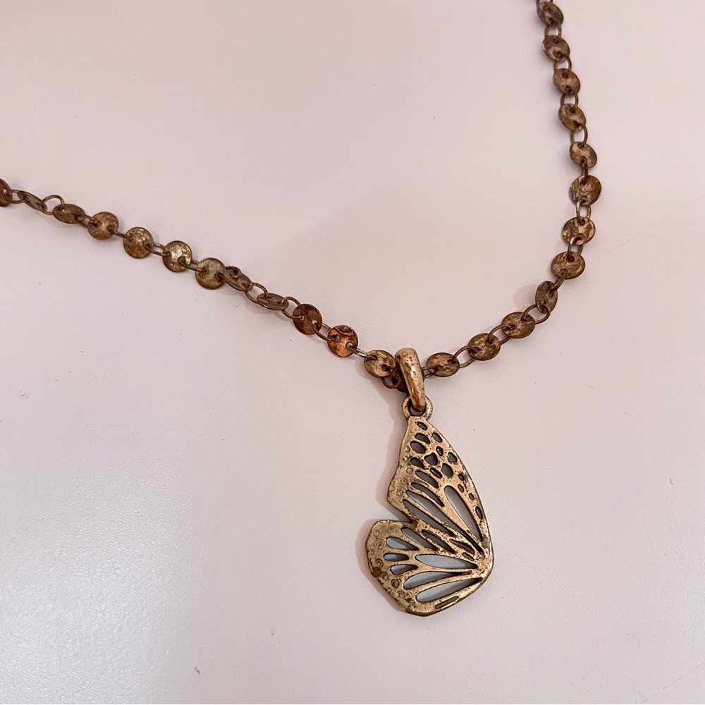 LUCKY BRAND Fairy Core Butterfly Copper Tone Boho Fall Autumn Whisical Necklace - Picture 2 of 7